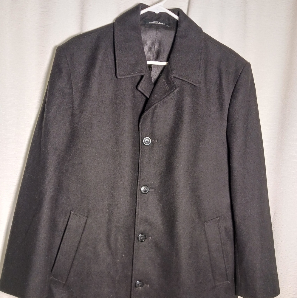XL London Fog Signature Men's Coat Wool Blend Top Coat Overcoat Black Lined